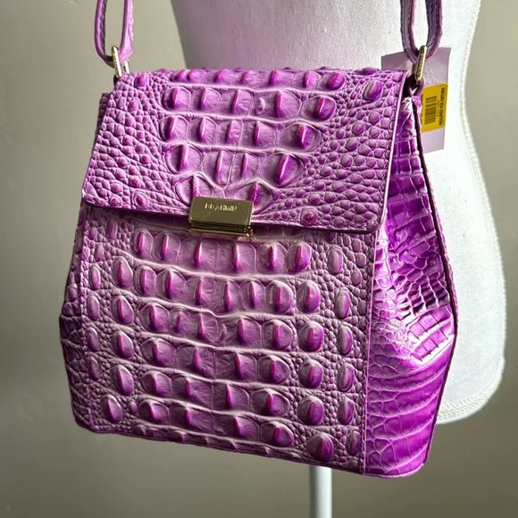 Brahmin Margo Crossbody Shoulder Bag Lilac Essence Melbourne Croc Embossed - Picture 5 of 17